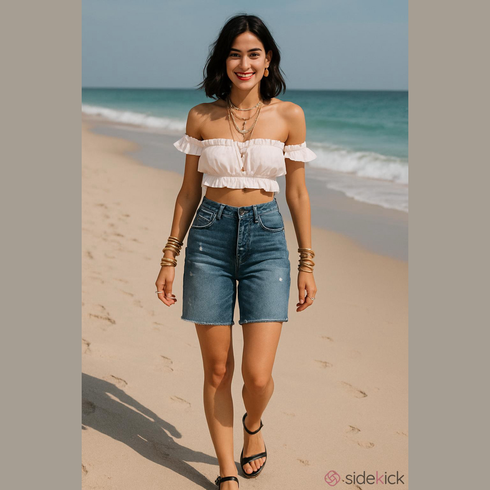 GRLFRND Beverly Distressed Denim Bermuda Shorts 25